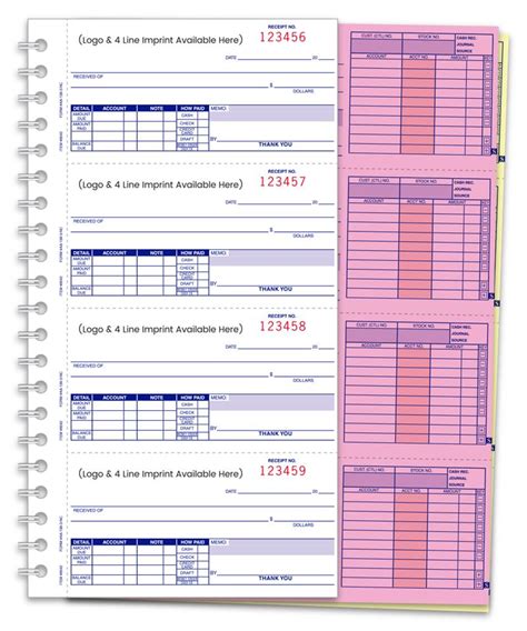 Cash Receipt Book w/accting (A-138NC), Imprinted, 3 part