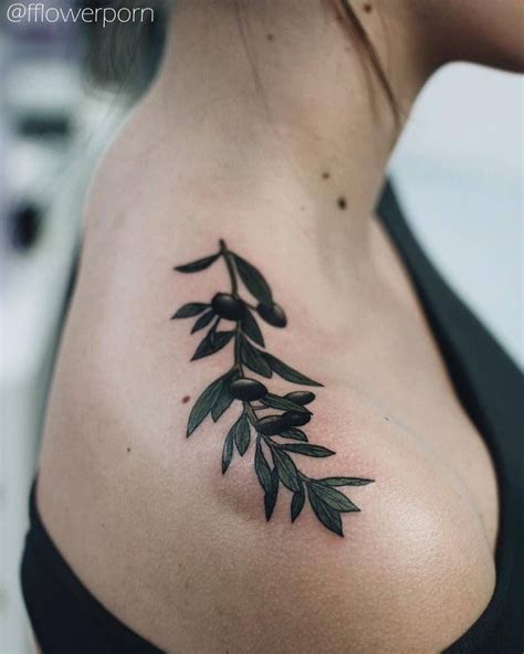 Olive Branch Tattoo On Top Of The Right Shoulder Nature Tattoos Body