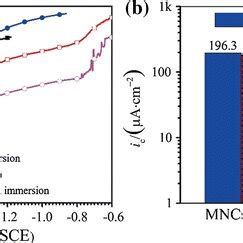 A Pdp Curves Of Mg Alloy Electrode Before And After Immersion Of H