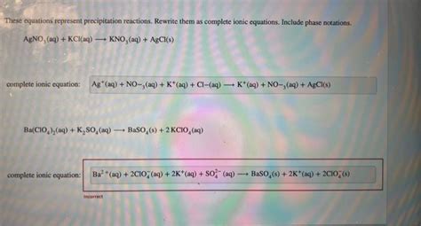 Solved These Equations Represent Precipitation Reactions Chegg