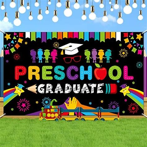 Preschool Graduation Party Decorations Backdrop Kindergarten Graduate Banner For