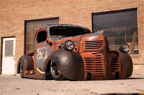 Slammed Dodge Ratrod Pickup With The Exhaust Exiting Through The Front Fenders Rat Rods Truck