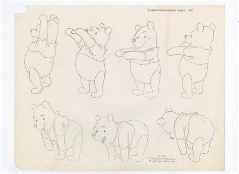 70s WALT DISNEY Winnie the Pooh XEROX Publication MODEL SHEET Animation Cel BEAR | #1877407172