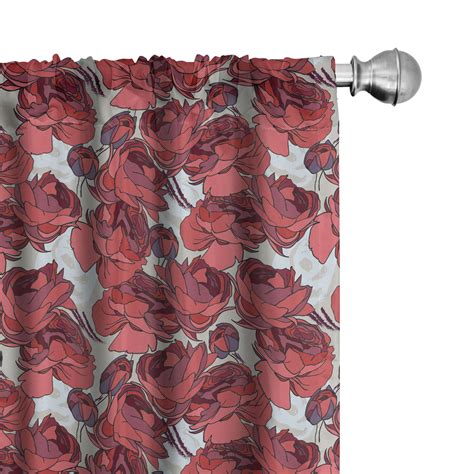 Ambesonne Floral Curtains Vibrant Roses Bouquet Pair Of 28x84 Purple Pink Red