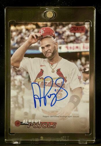 Topps Stadium Club Red Foil Albert Pujols On Card Auto