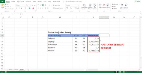 Cara Menghitung Persentase Kenaikan Dan Penurunan Di Microsoft Excel