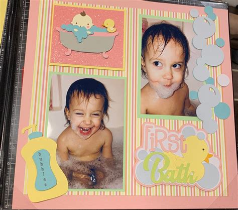 Baby S First Bath Scrapbook Layout Kit Etsy