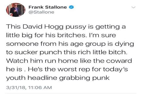 Frank Stallone Says 'P---y' David Hogg Deserves a 'Sucker Punch,' Twitter Punches Back