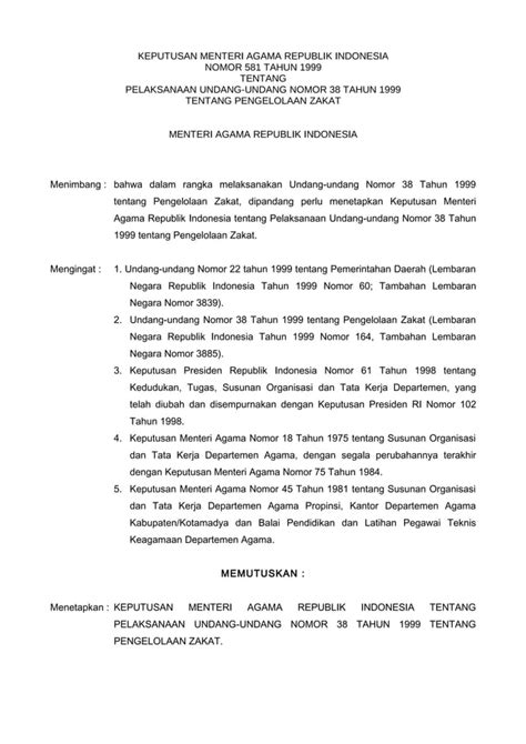 Keputusan Menteri Agama Republik Indonesia No Tahun Pdf