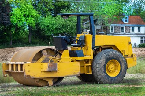 Large Road-roller Street Machine Hravy Bitumen Stock Image - Image of ...