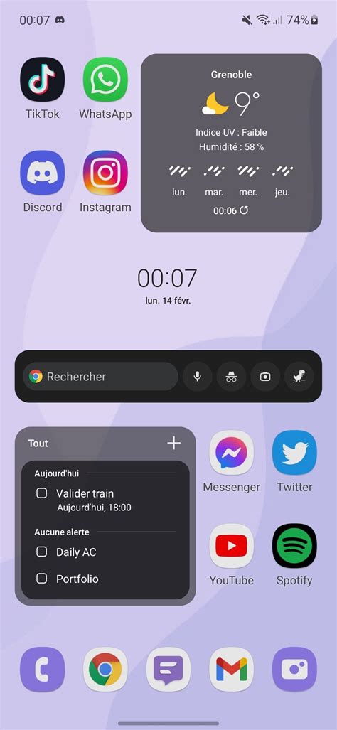 Simple And Aesthetic Purple Android Homescreen Layout On Samsung En