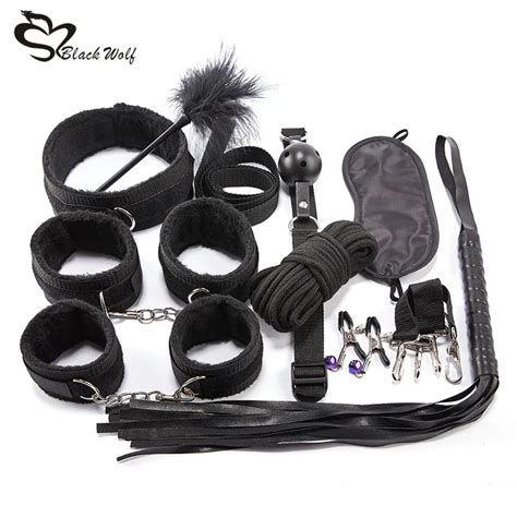 Pcs Adult Handcuffs Ball Whip Kit Bondage Set Couple Sm Sex Toy