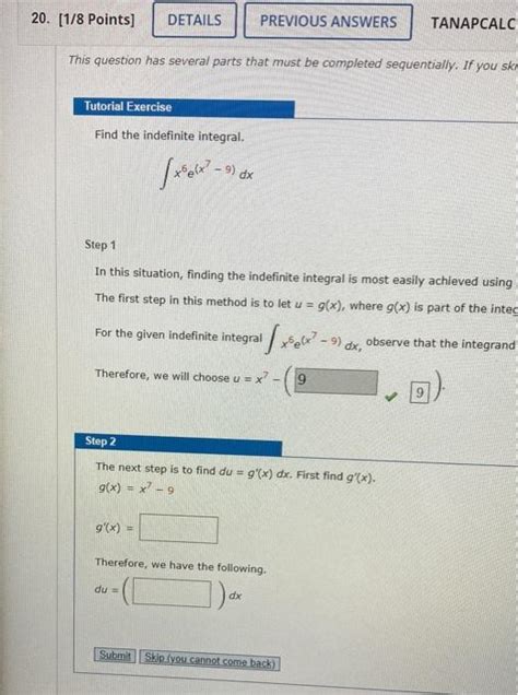 Solved 20 1 8 Points DETAILS PREVIOUS ANSWERS TANAPCALC Chegg