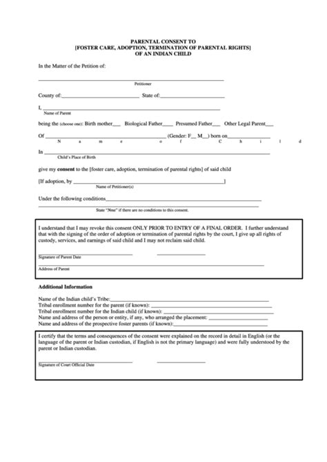 Printable Termination Of Parental Rights Form