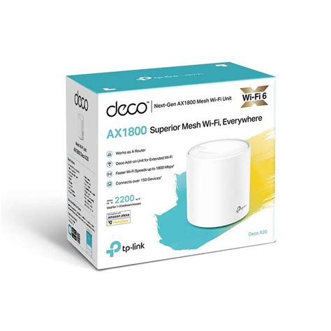 TP Link Deco X20 1 Pack AX1800 Dual Band WiFi 6 Whole Home Wireless