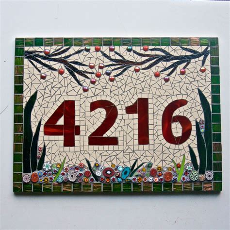 Large Mosaic House Number Sign Plaque Address Number Plate Custom