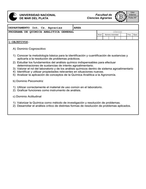 Qu Mica Anal Tica General Facultad De Ciencias Agrarias