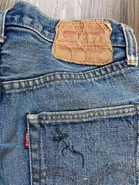 Vintage Levi S Redlines Cut Off Hemmed Denim Blue Etsy