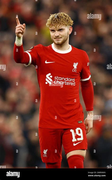 Liverpool UK 14th Mar 2024 Harvey Elliott Of Liverpool Celebrates