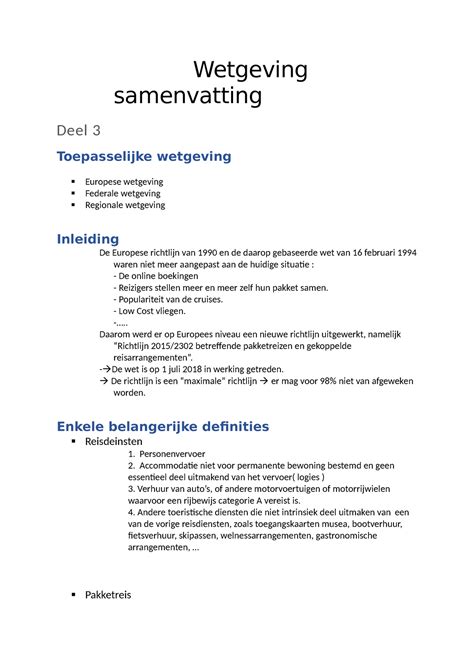 Wetgeving Samenvatting Wetgeving Samenvatting Deel 3 Toepasselijke