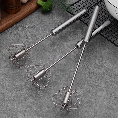 Stainless Steel Semi Automatic Hand Press Rotary Egg Beater Whisk