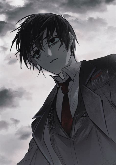 The Big Imageboard Tbib 1boy Black Coat Black Eyes Black Hair Black Vest Cloud Cloudy Sky