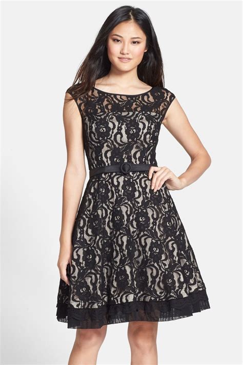 Eliza J Illusion Yoke Lace Fit And Flare Dress Nordstrom Rack Fit