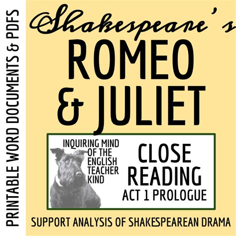 Romeo And Juliet Act 1 Prologue Close Reading Worksheet Classful