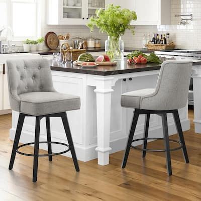 Cozyman Roman In Gray Fabric Upholstered Solid Wood Leg Counter