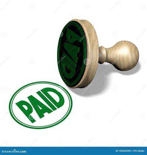 Paid - Green Stamp - 3D Illustration Stock Illustration - Illustration ...