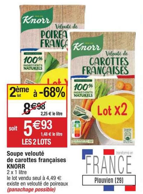 Promo Soupe Velouté De Carottes Françaises Knorr chez Migros France