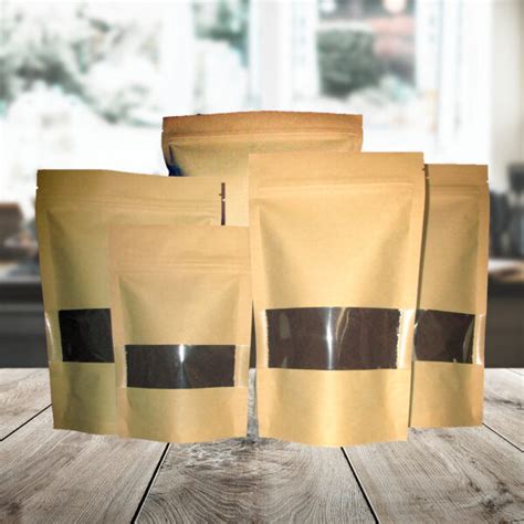 Bolsa Doypack Kraft Natural Trilaminadas Con Ventana 100 Unidades