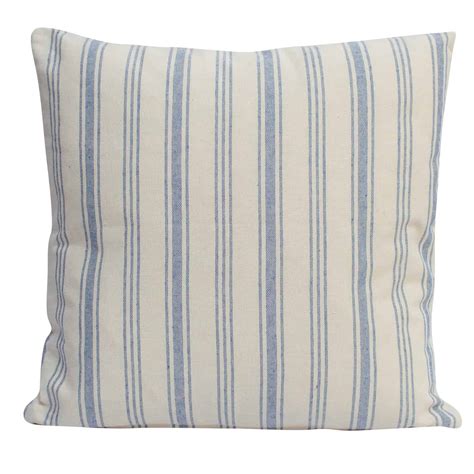 Blue Preppy Stripe Cushion Linen Loft