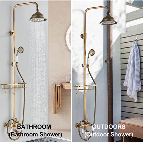 Snapklik Gmusre Antique Brass Shower System Set Shower Fixture