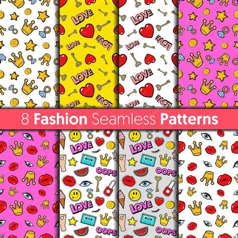 Premium Vector Fashion Seamless Patterns Set