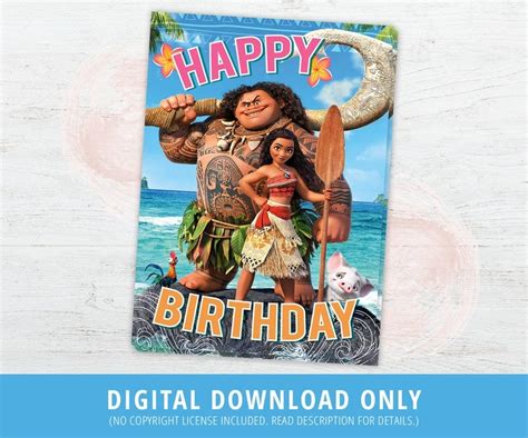 20 Moana Birthday Card Design Templates Candacefaber