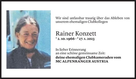 Todesanzeigen Von Rainer Konzett Todesanzeigen Vorarlberger Nachrichten