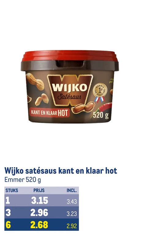 Wijko satésaus kant en klaar hot aanbieding bij Makro