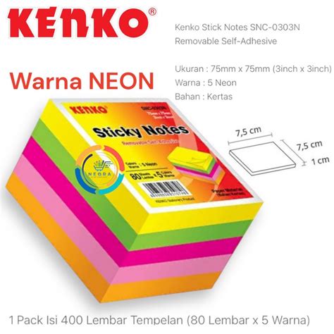 Jual Kenko Sticky Notes Memo Tempel Neon BSNC 0303 N Shopee Indonesia