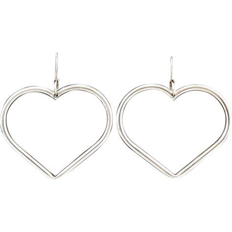 Large Sterling Silver Heart Hoop Earrings From Raretreasures On Ruby Lane