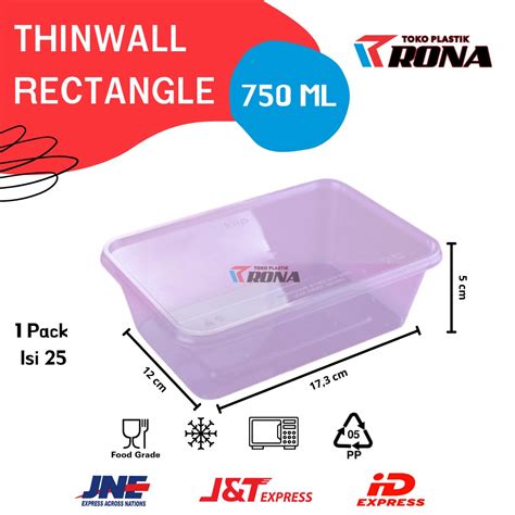 Jual THINWALL KOTAK 750 Ml TEMPAT MAKAN PLASTIK 750 Ml TEMPAT KURMA 750