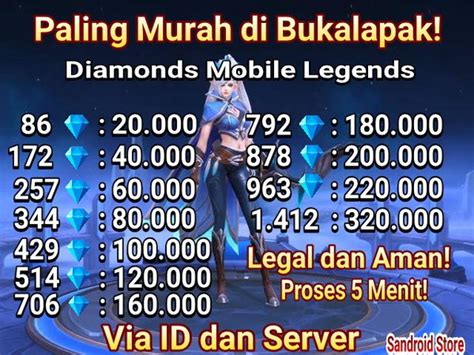 Jual Top Up Diamond Mobile Legend Termurah Dm Ml Mlbb Proses Tercepat Di Lapak Sandroid Store