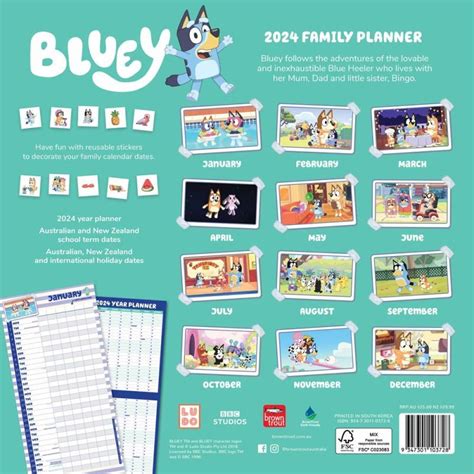 Bluey Family Planner 2024 Square Wall Calendar Images at Mighty Ape NZ