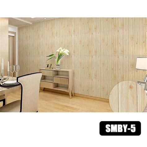 Jual WALLFOAM KAYU WALLPAPER DINDING MOTIF KAYU COKLAT ABU ABU ORANGE