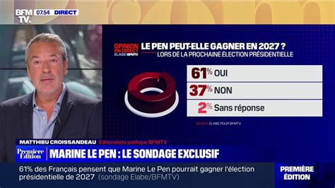 Sondage Bfmtv Pr S Dun Fran Ais Sur Deux Estime Que Marine Le Pen A