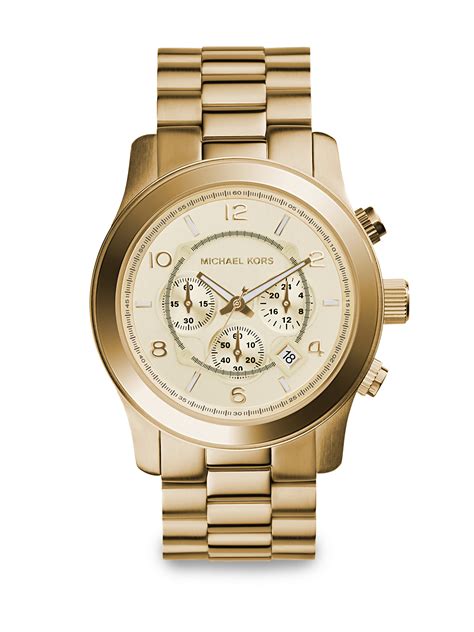 Michael Kors Runway Oversized Gold Toned Watch Mk8077 In Metallic Lyst