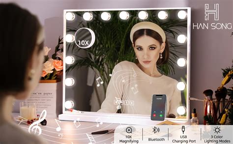 Hansong Miroir Maquillage Avec Bluetooth Miroir Coiffeuse Avec Lumi Res