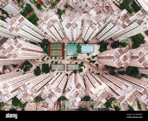 Swimming Pool With Sports Courts Near Tall Buildings Stock Photo Alamy