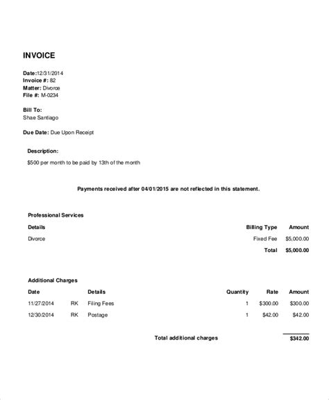 Free 7 Sample Legal Invoice Templates In Pdf Ms Word