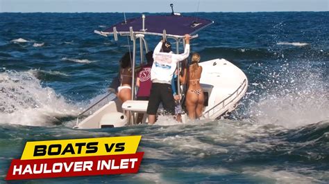 Boats Cross The ROUGH Boca Inlet Boats Vs Haulover Inlet YouTube